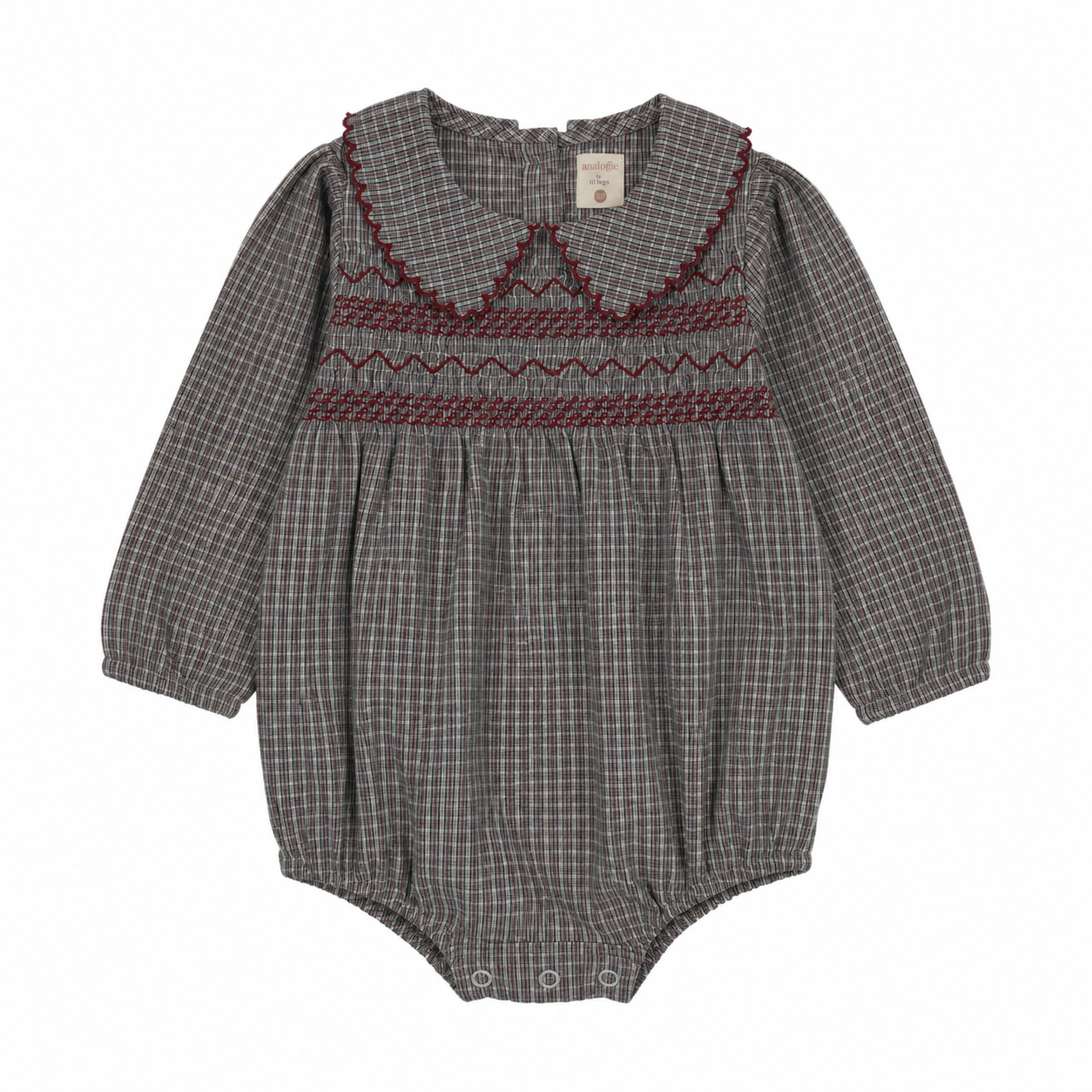 one piece plaid smocked romper - soft gray plaid – Lily and Todd