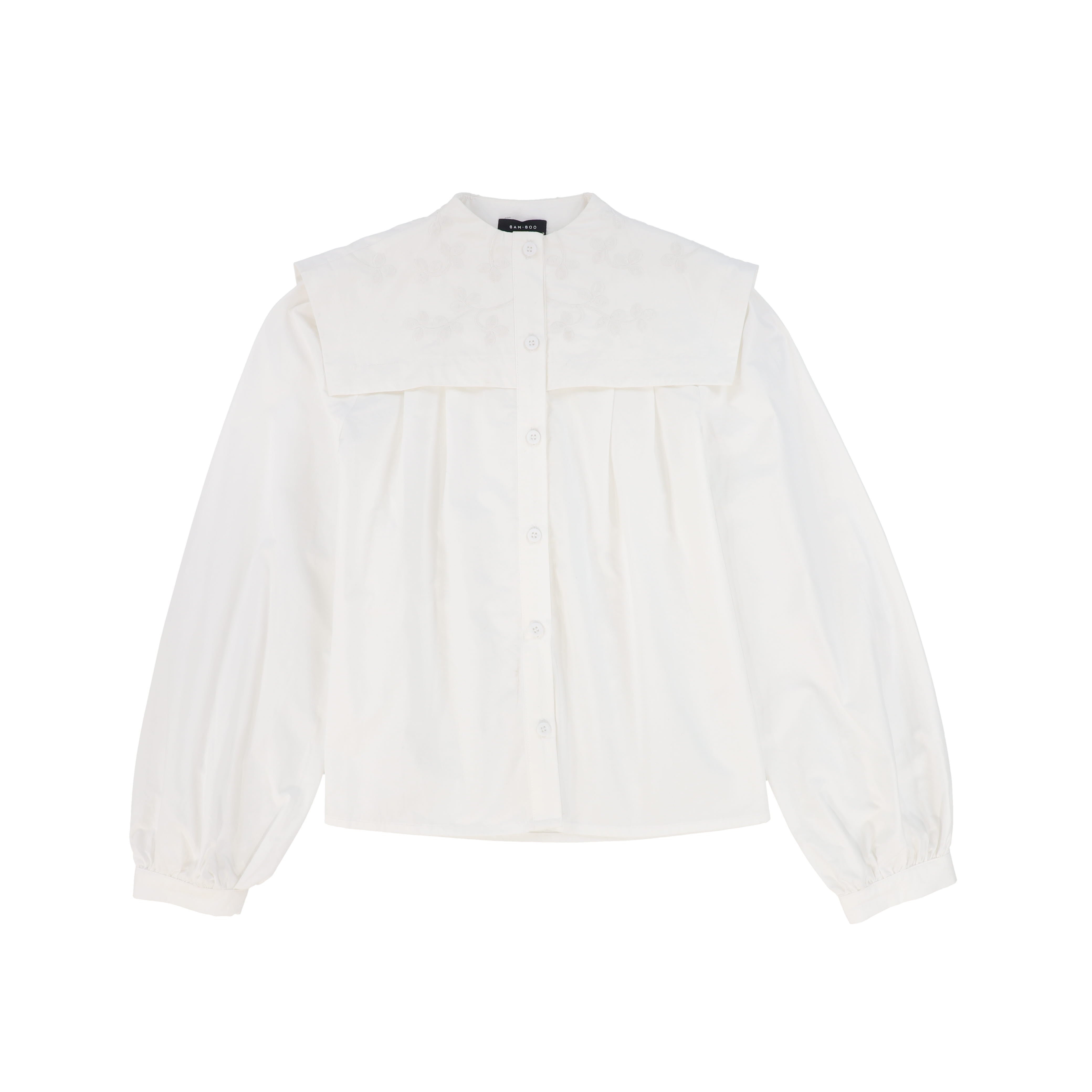 shirt l/s large embroidered sailor collar blouse - white – Lily