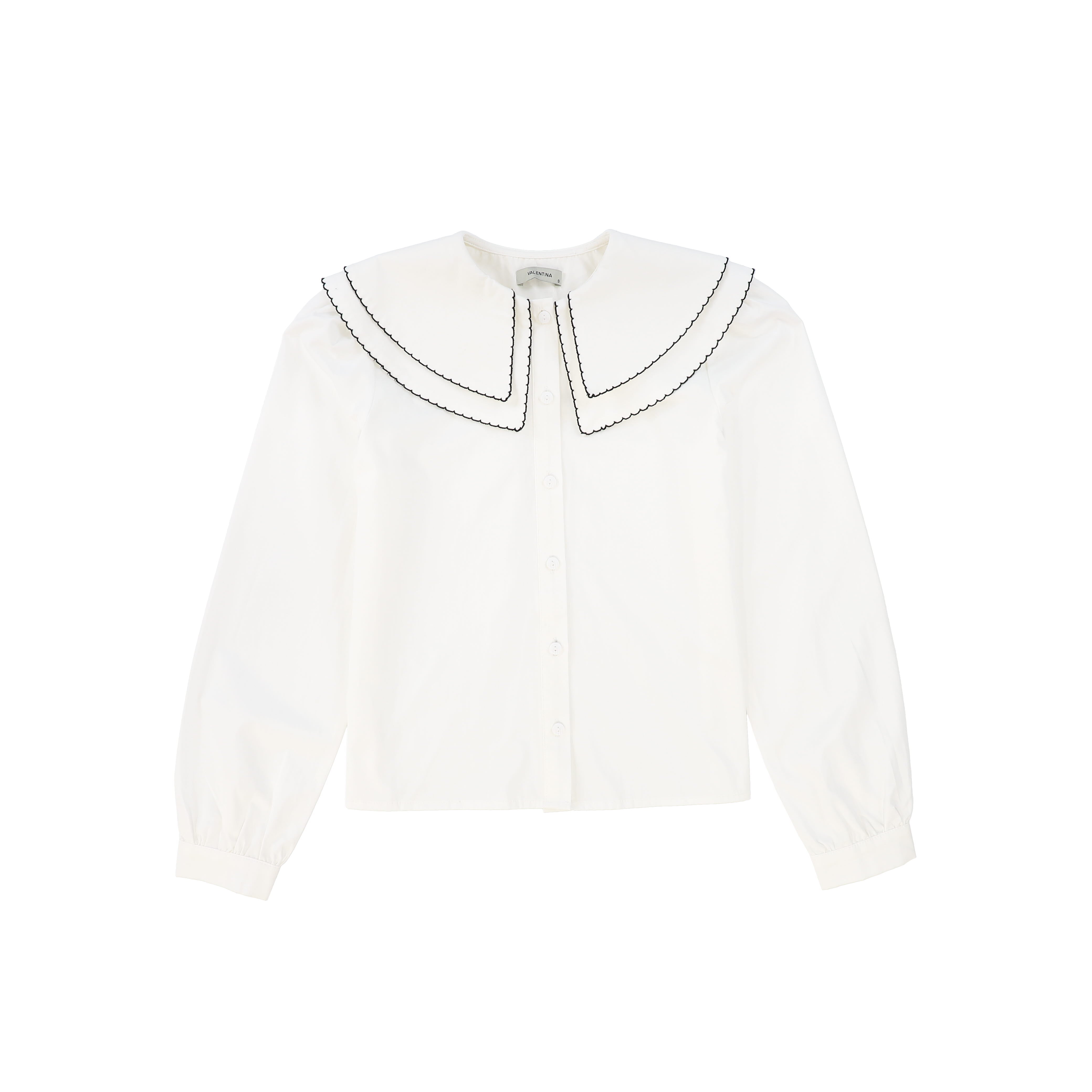 shirt l/s scalloped large double collar blouse - white – Lily and Todd