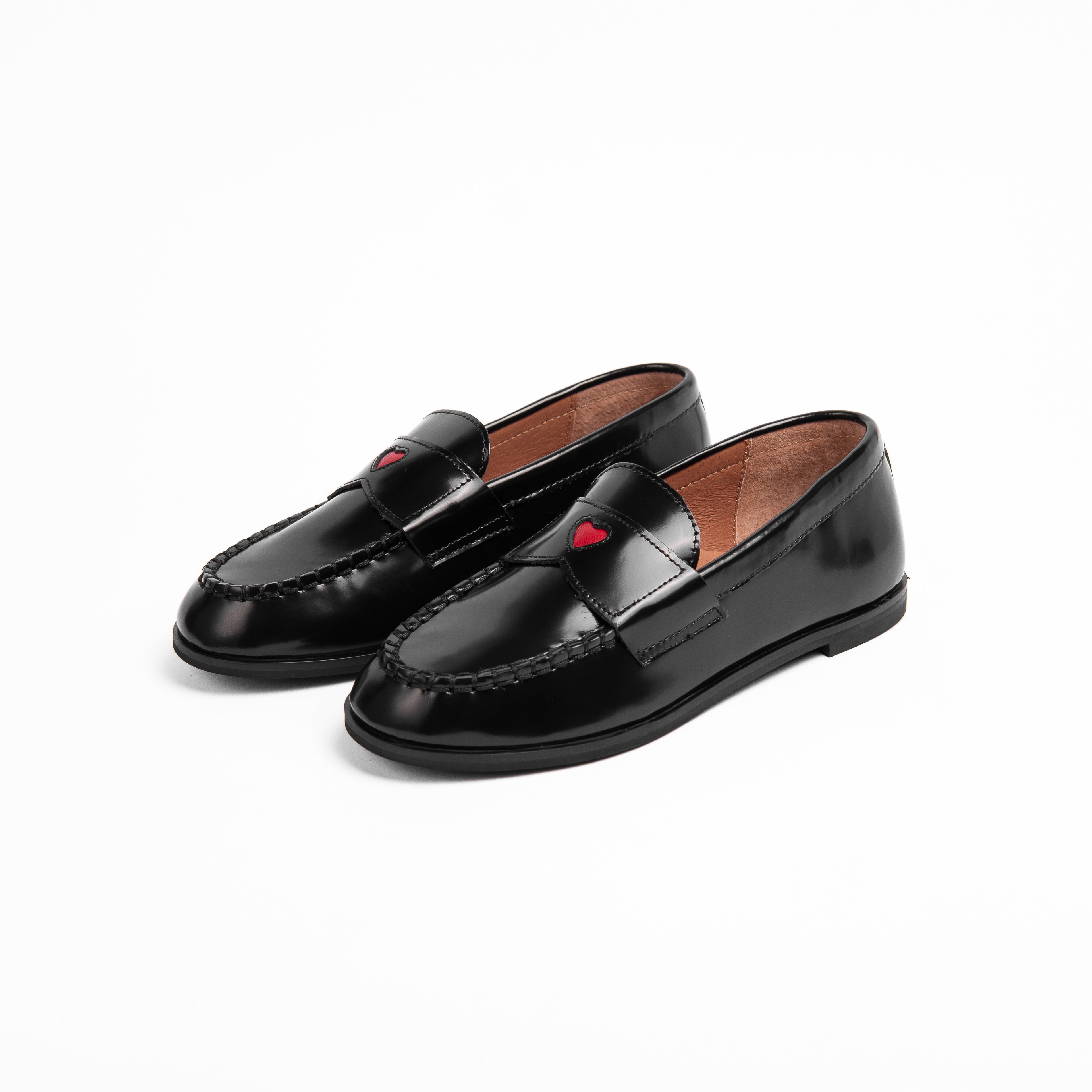 shoes clunky stella loafers with heart - black patent – Lily