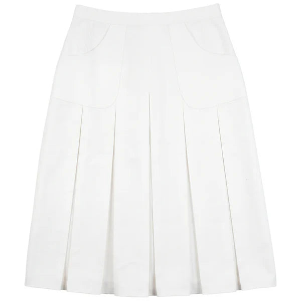 ミ*ョ様 8YARDS 8YDS-24066_BPW Box Pleated skirt denim box pleated - white – Lily and Todd