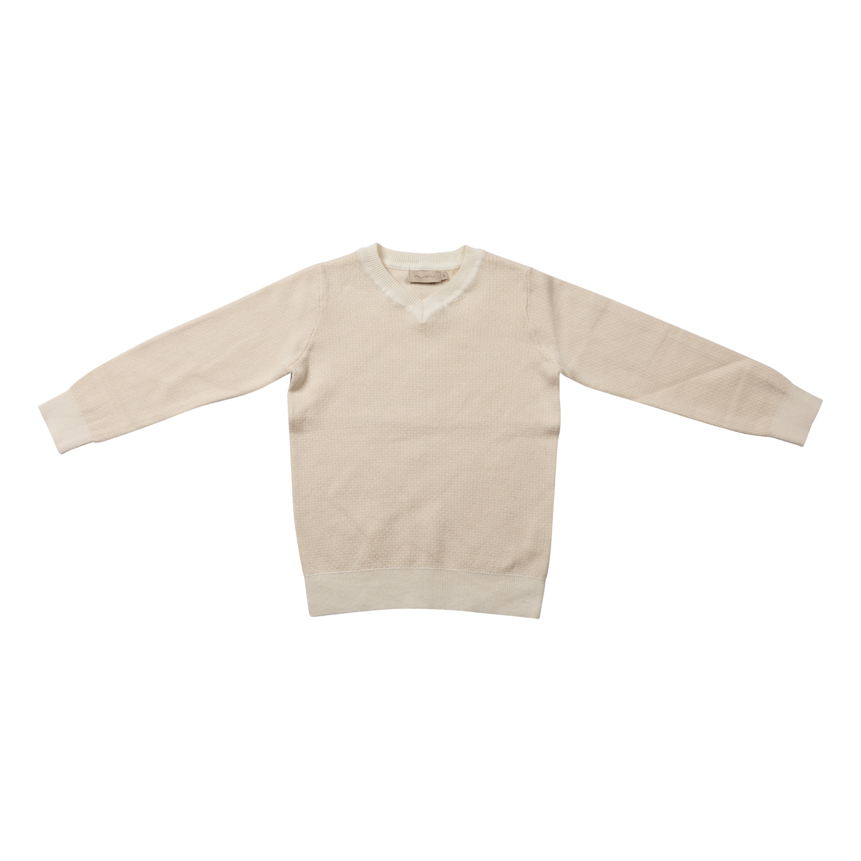 top l/s micro checkered knit sweater - sand-305 – Lily and Todd