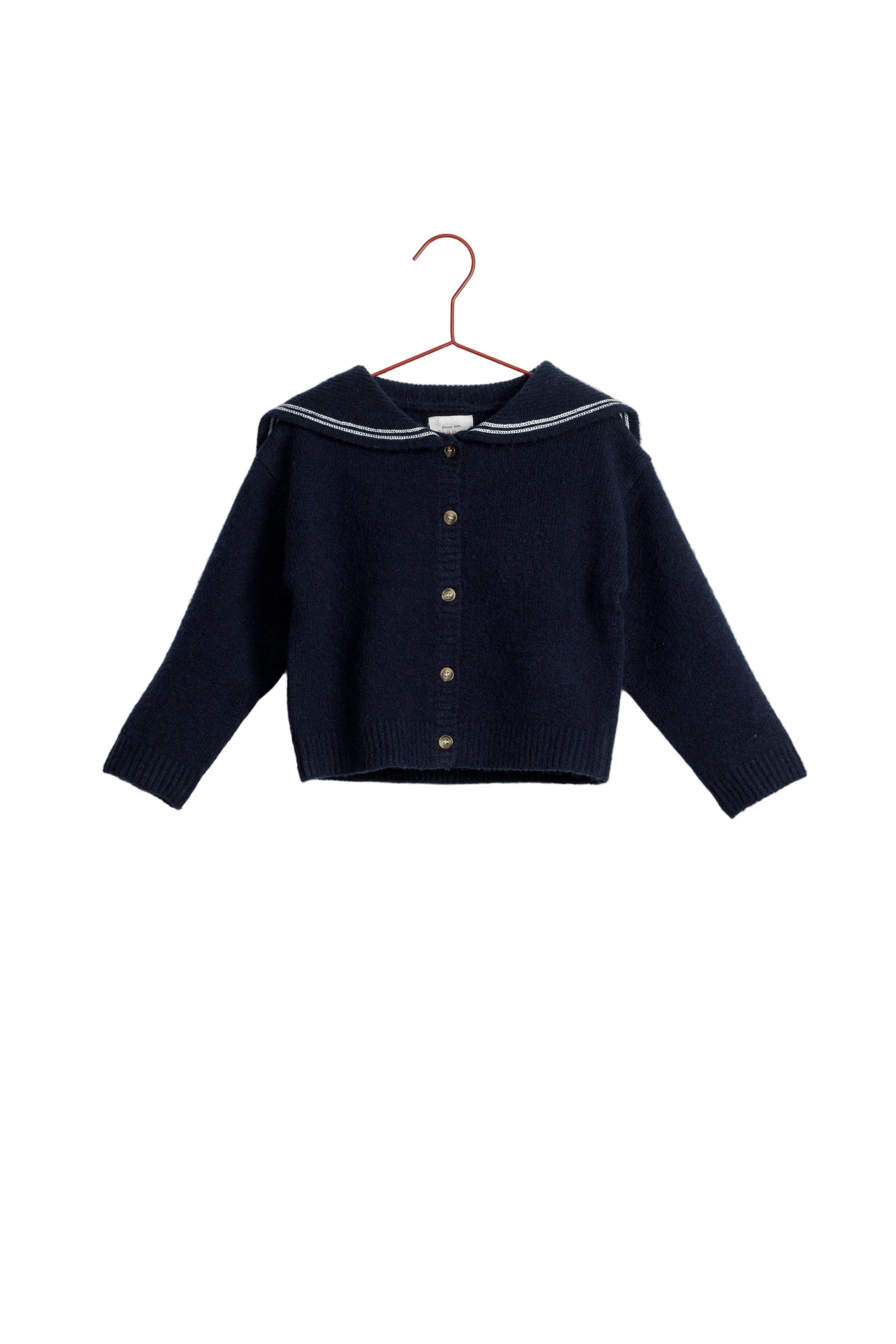 top l/s knit sailor collar button sweater - navy – Lily and Todd