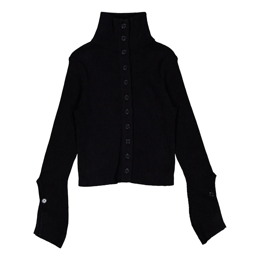 top l/s knit button down turtleneck cardigan - black – Lily and Todd