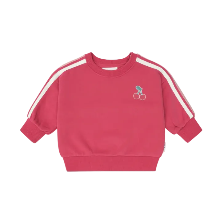 set outfit cherry racer stripe sweatshirt and sweatpants - cherry