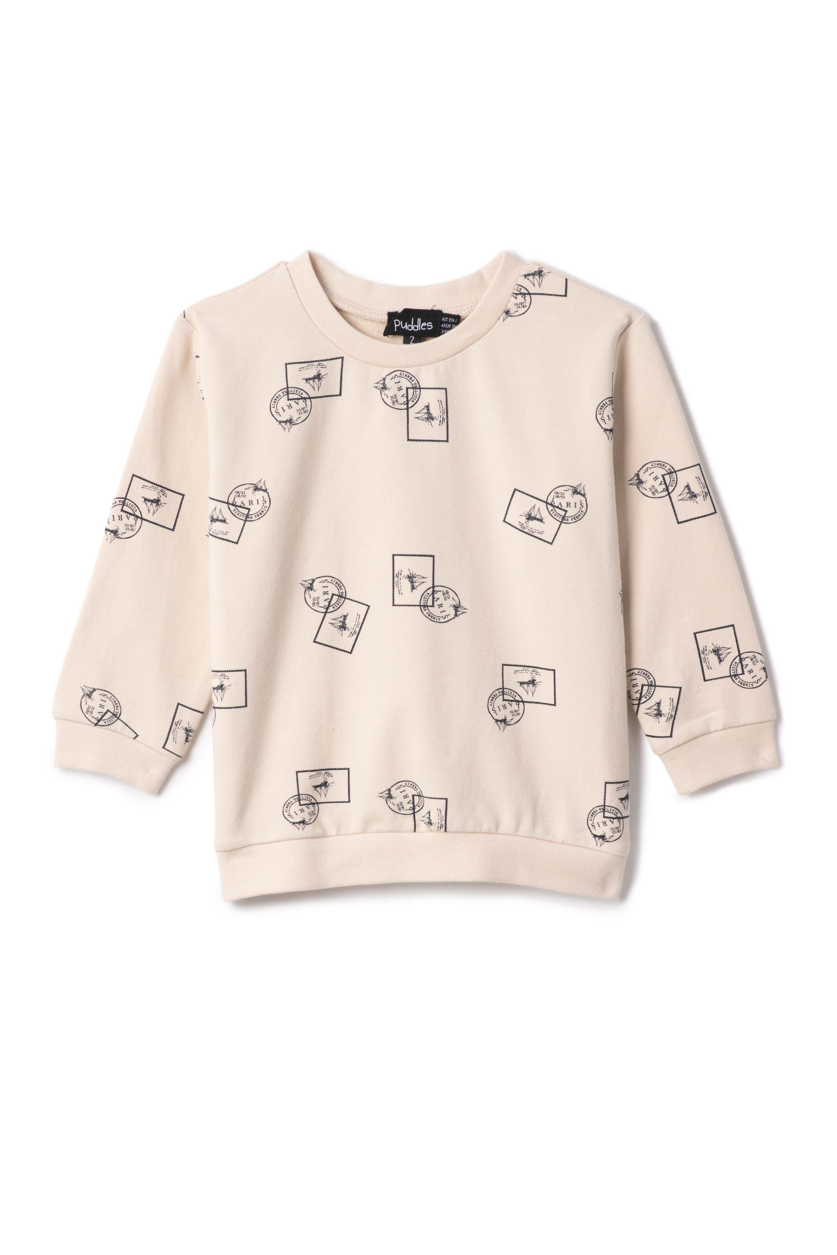 top l/s stamp print sweatshirt - dark almond/blue – Lily and