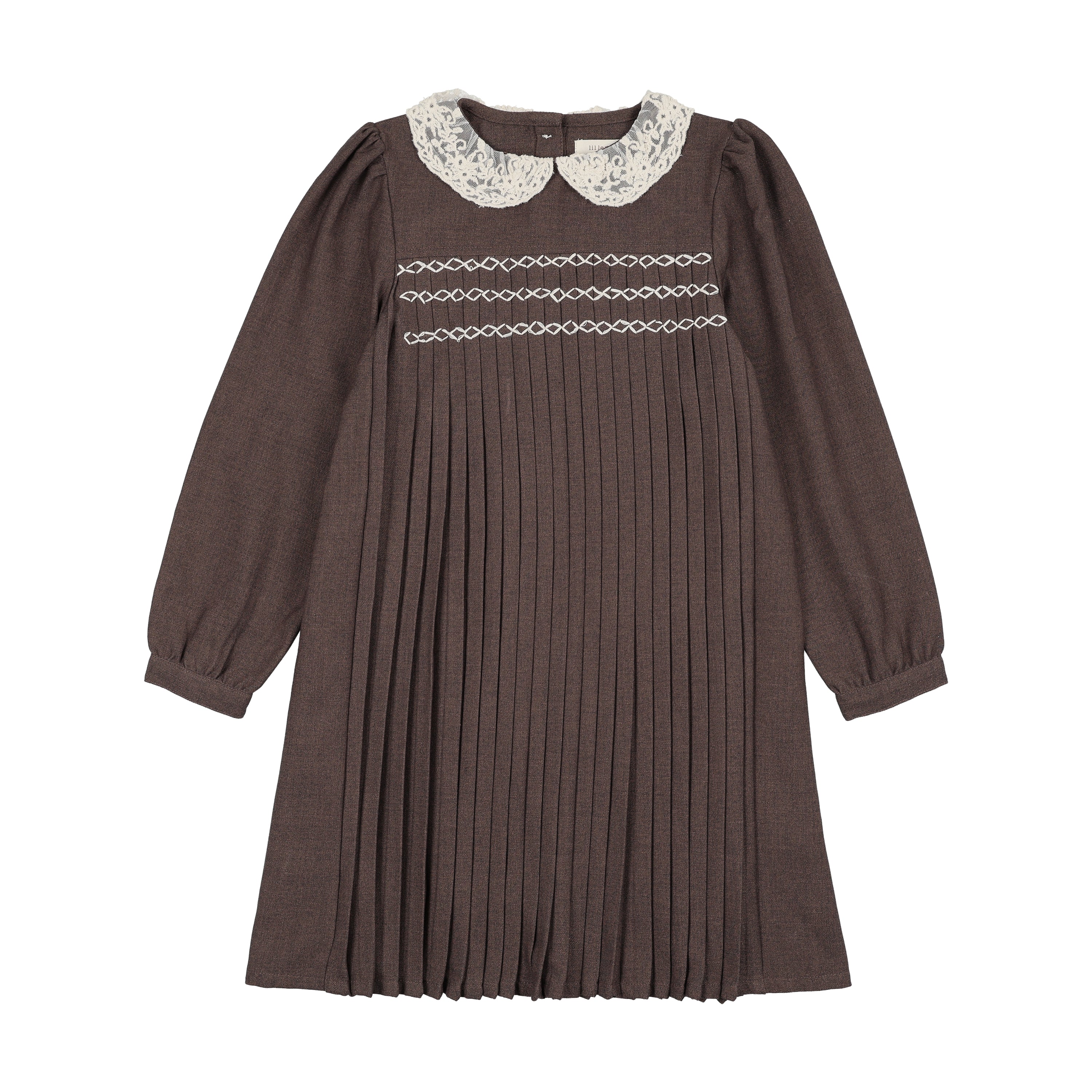 dress pleated lace trim collar - misty oat heather – Lily and Todd