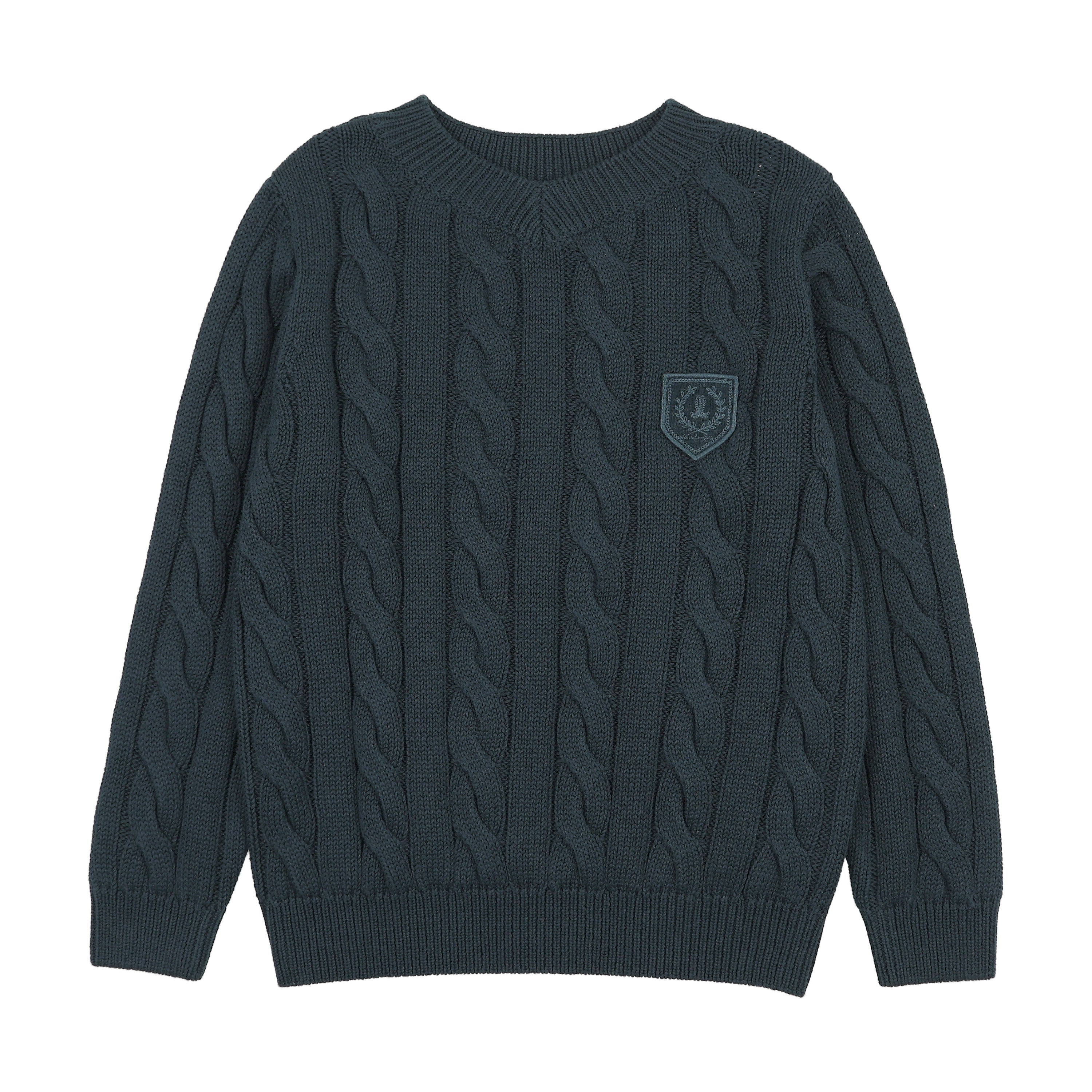 top l/s chunky cable knit v sweater - navy – Lily and Todd