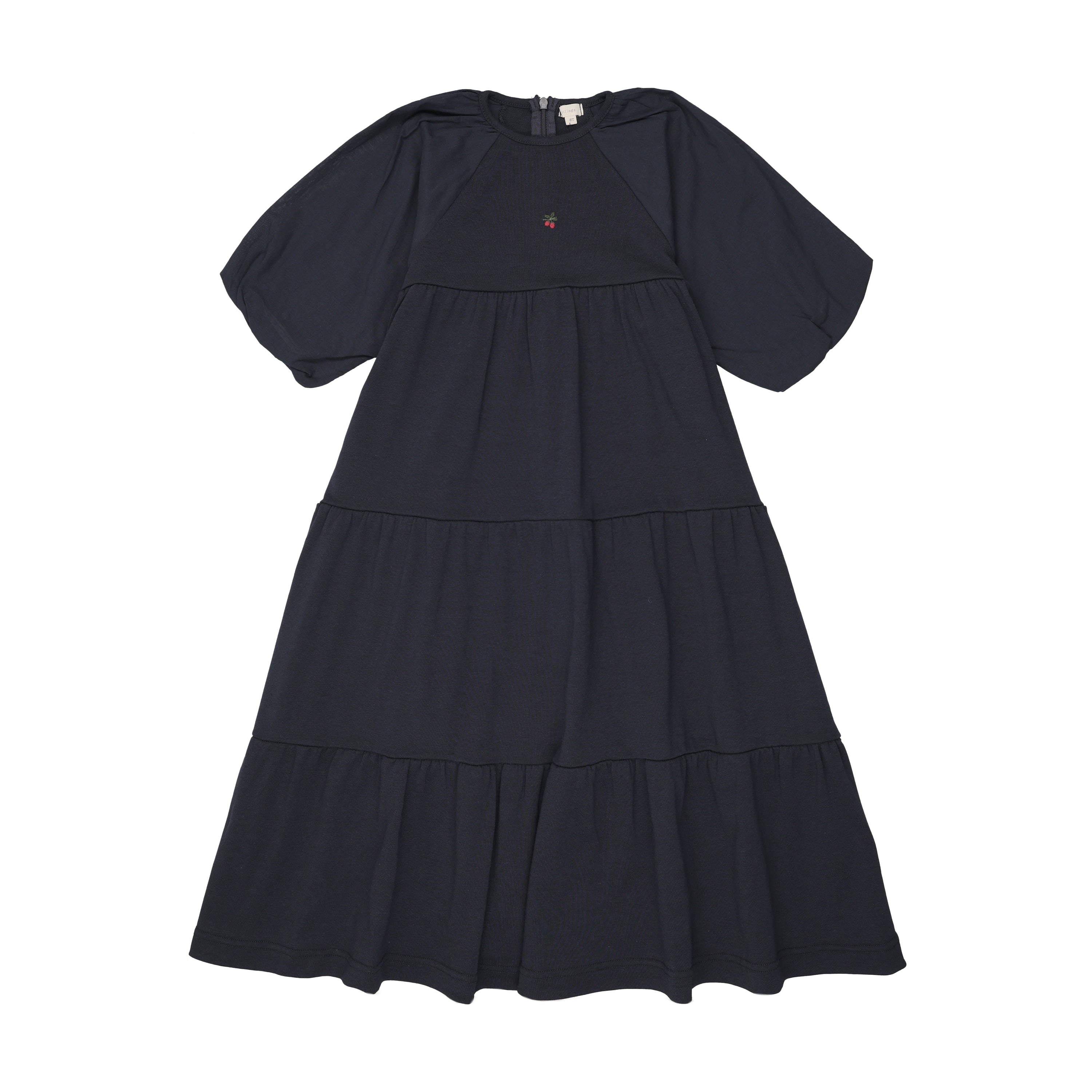 puff sleeve tiered midi dress maxi dress 3/4 puff sleeves tiered