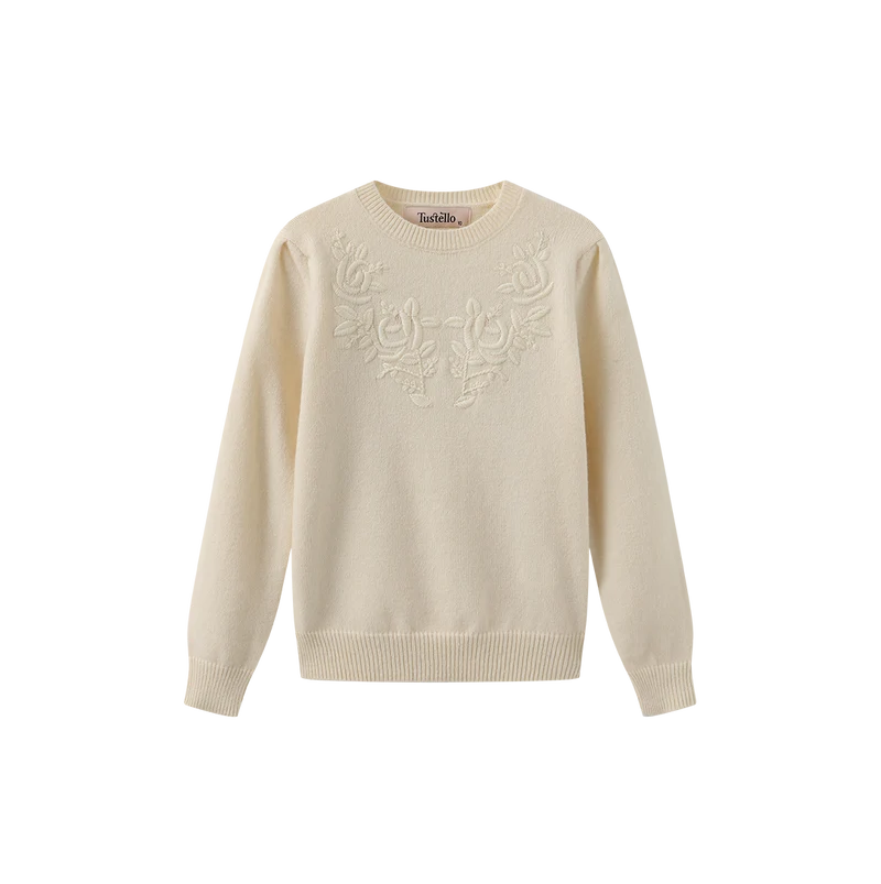 top l/s floral embroidered sweater - ivory – Lily and Todd