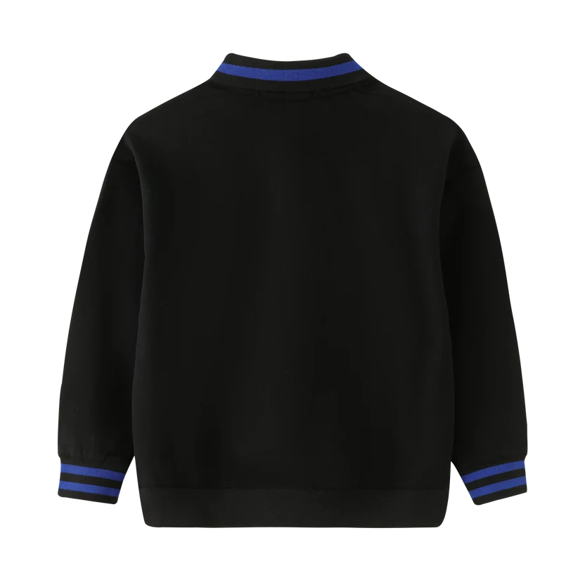polo l/s striped collar - black
