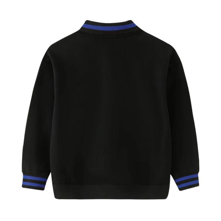 polo l/s striped collar - black