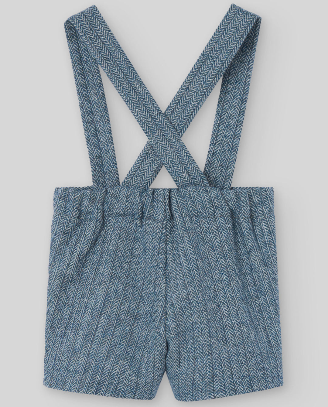one piece herringbone suspender romper - nile blue
