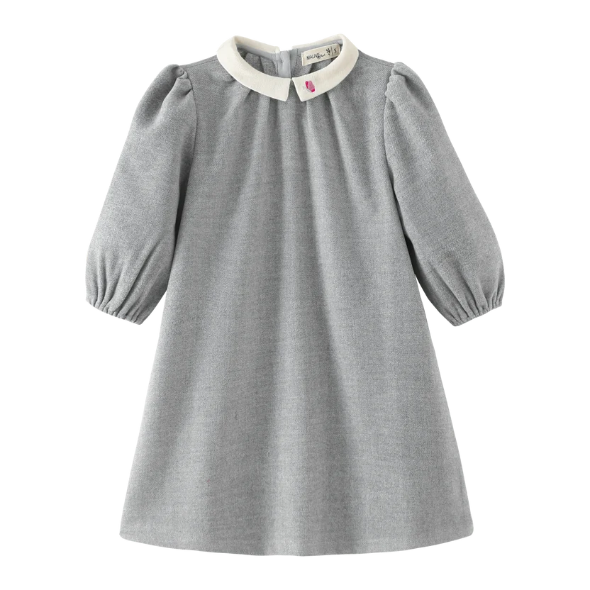 dress tucked with collar - grey