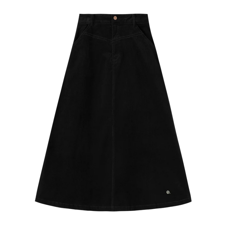 skirt corduroy with button - black