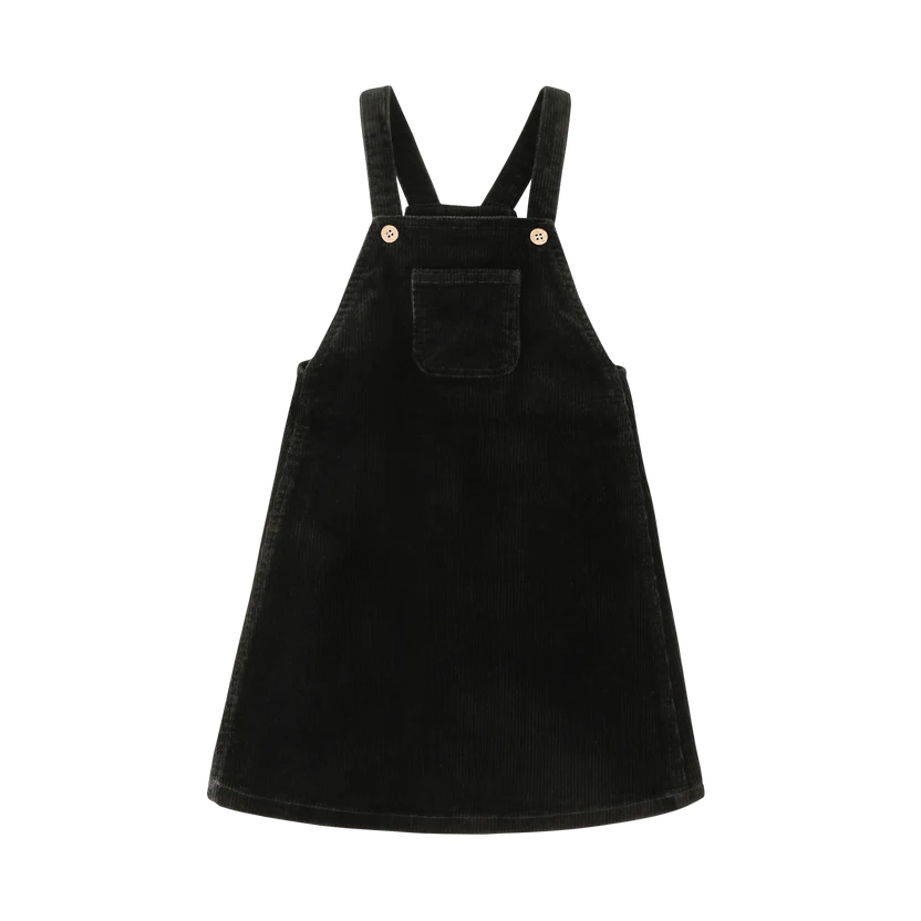 dress pinafore with center pocket jumper - black