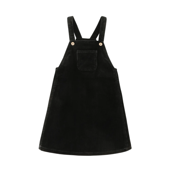 dress pinafore with center pocket jumper - black
