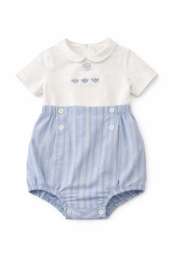 set outfit bumble bee onesie and bloomer - blue/white