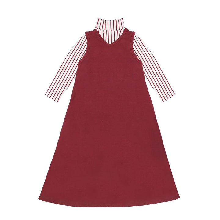 maxi dress vertical stripes - burgundy