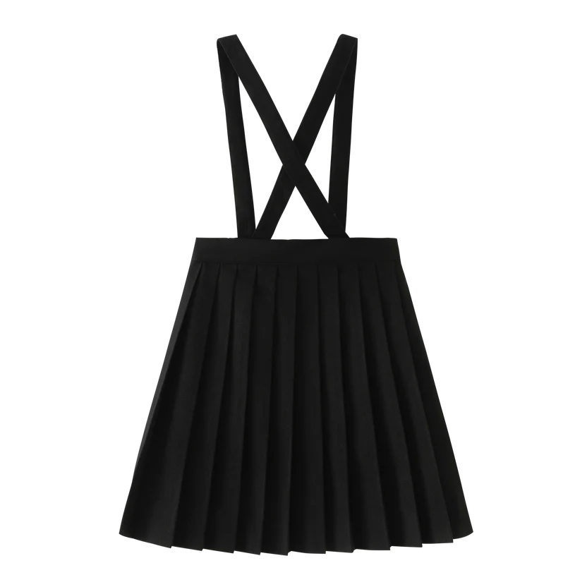 skirt scalloped suspender - black