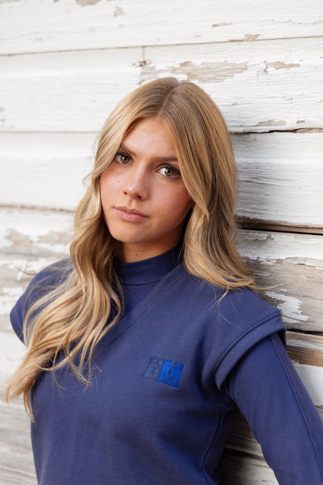 vest sweat v neck - washed blue