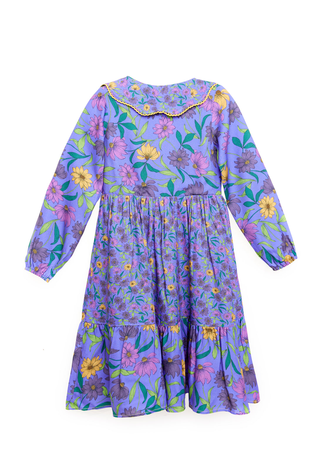 dress printed floral tiered - multi purple