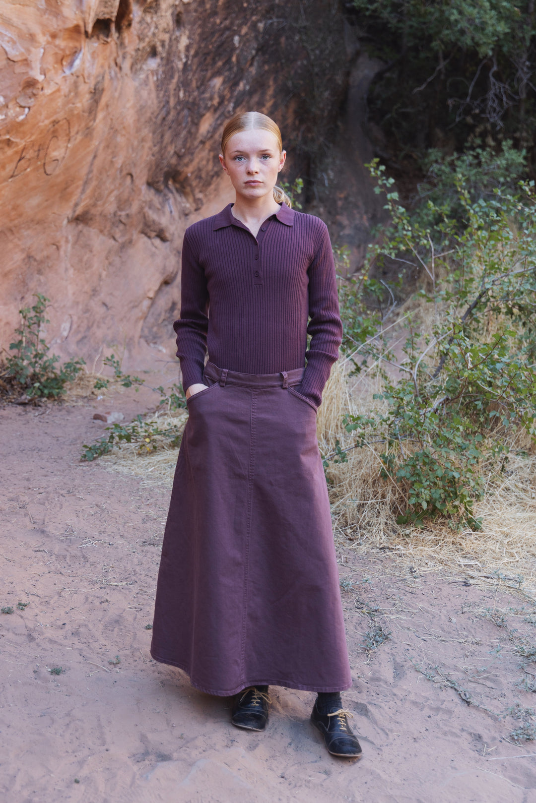 top l/s ribbed knit henley sweater - plum