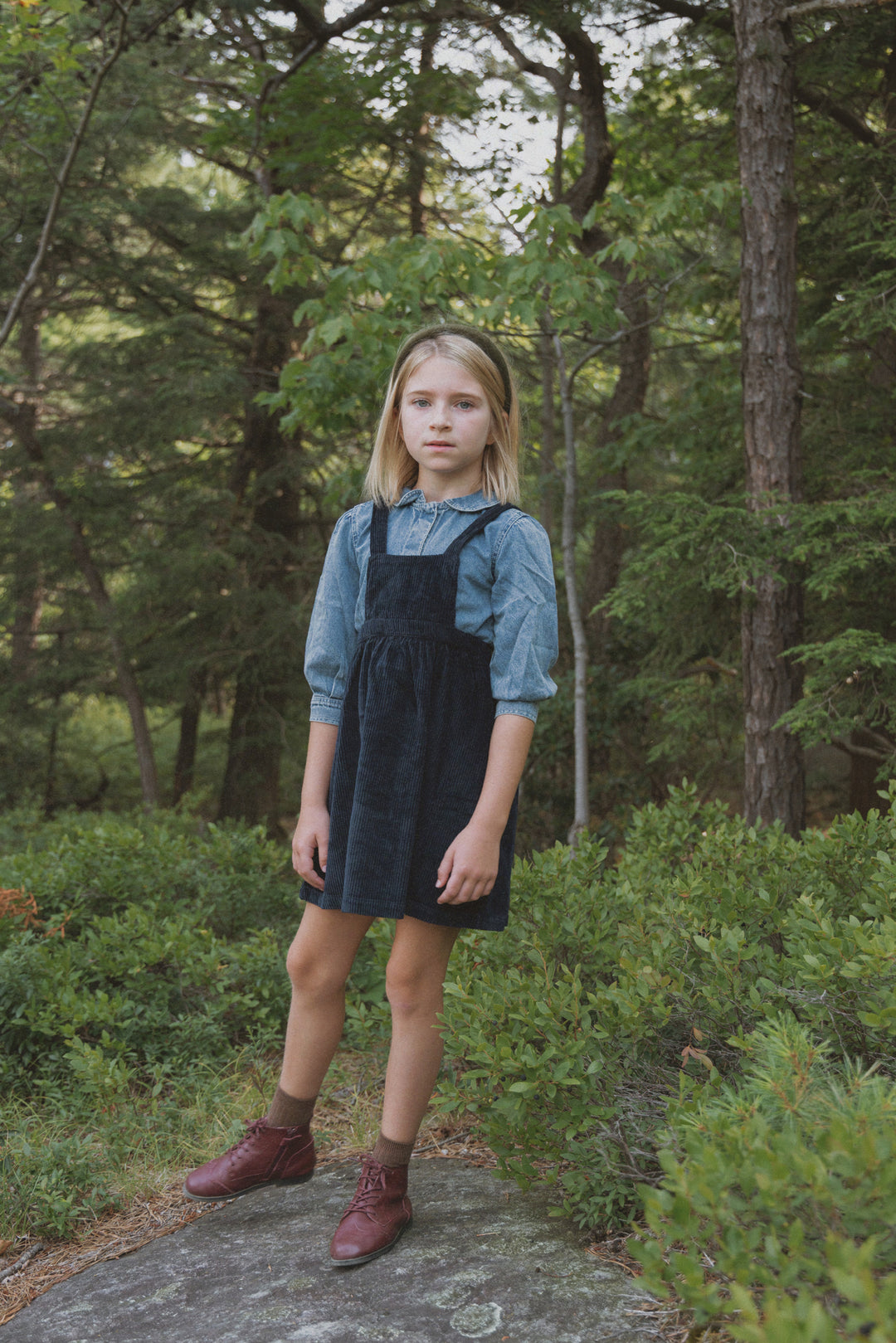 dress corduroy embroidered jumper - navy