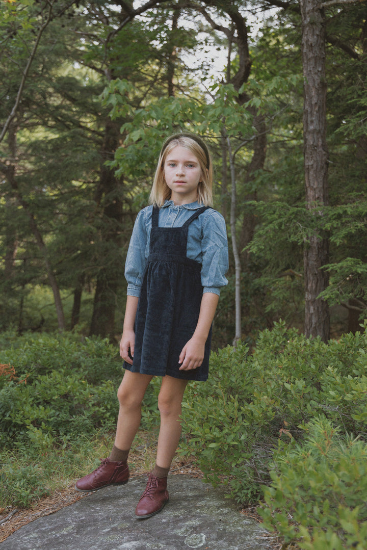 dress corduroy embroidered jumper - navy