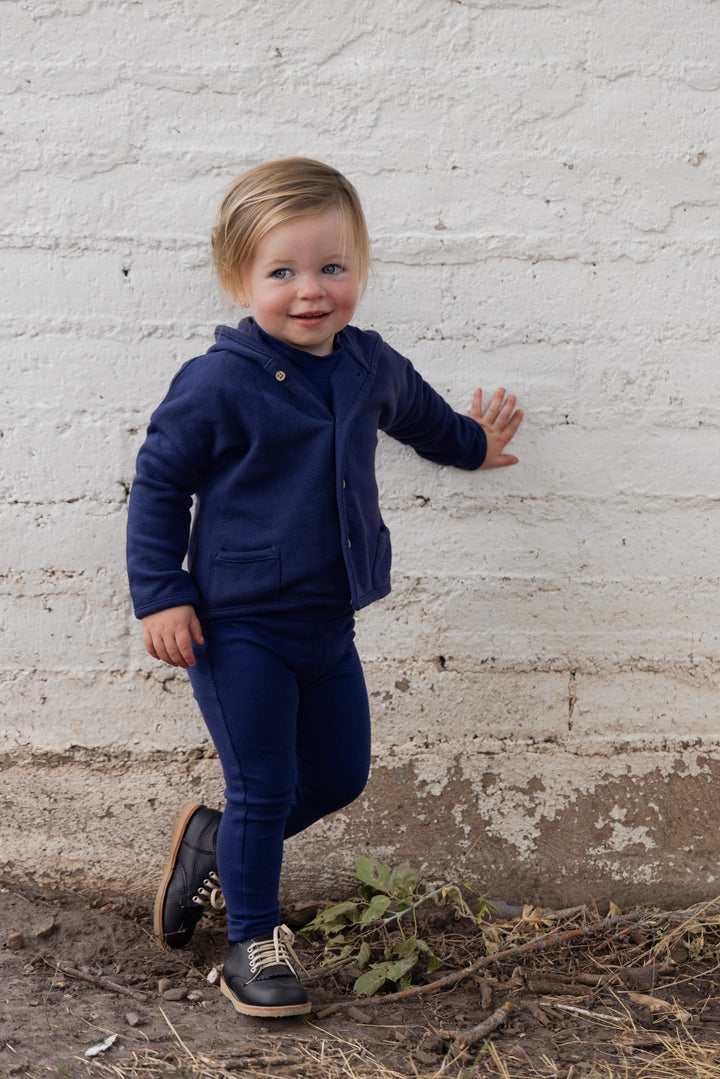set outfit hooded cardigan and pants - washed blue