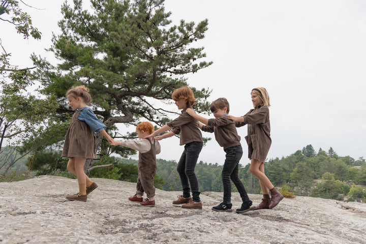 set outfit solid sweatshirt and corduroy overalls - umber