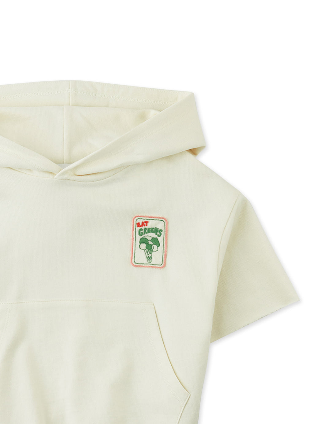 top s/s hooded patch sweatshirt - off white