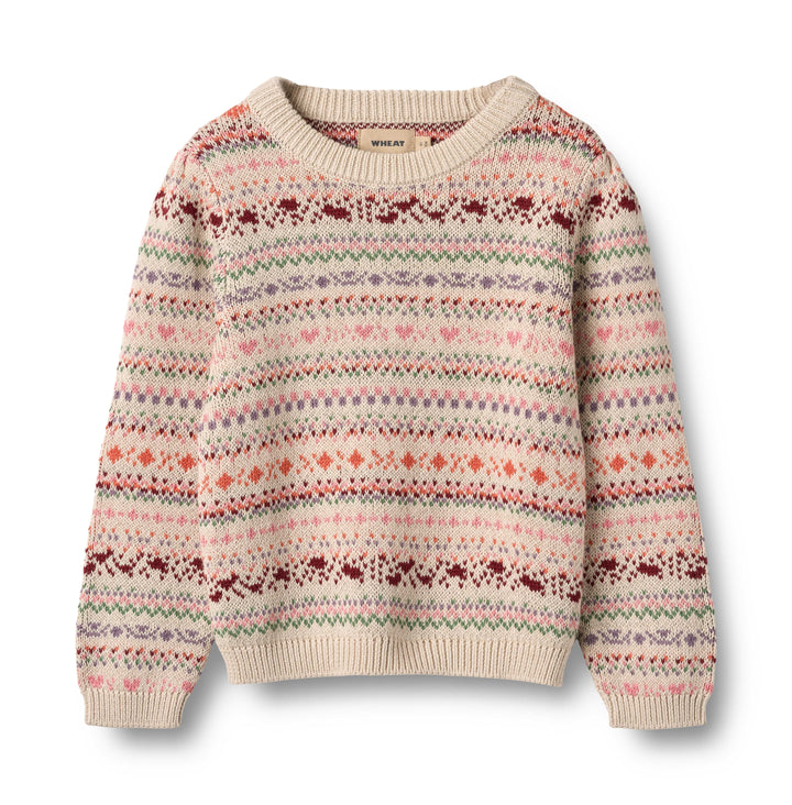 top l/s jacquard pullover sweater - multi