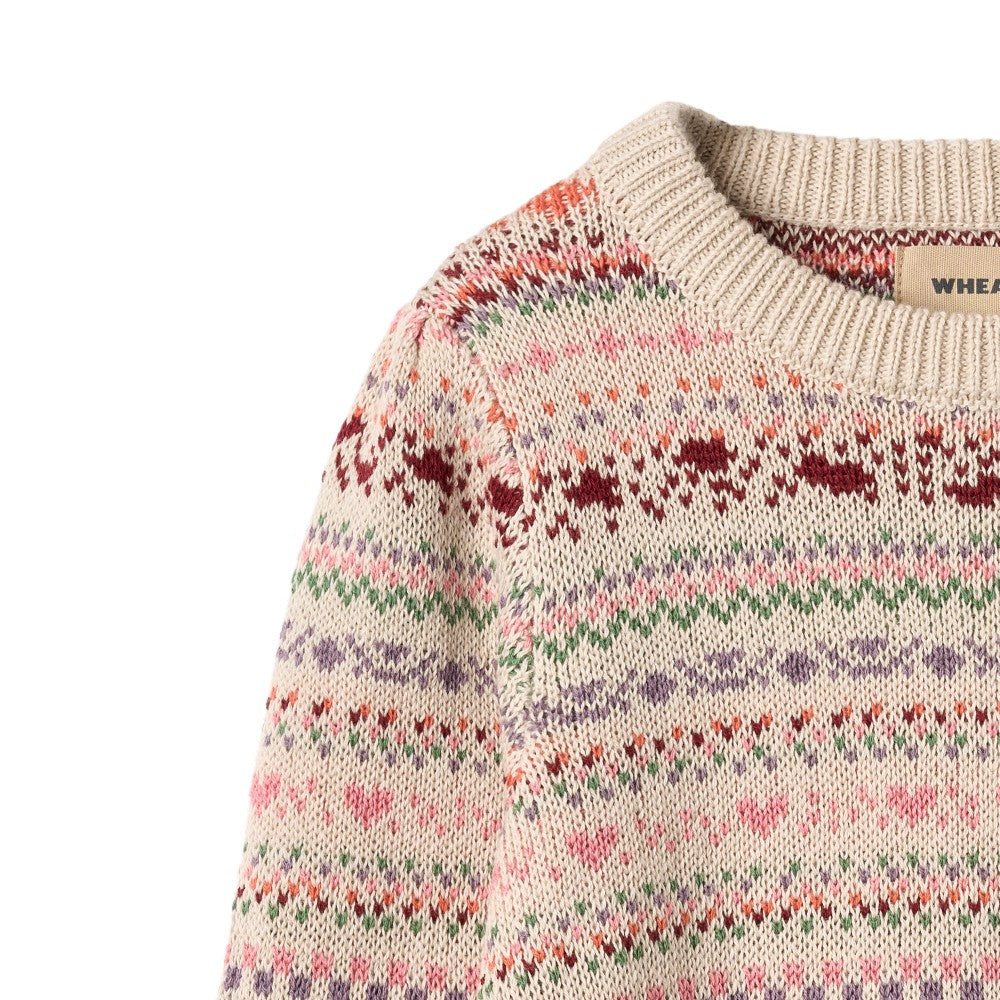 top l/s jacquard pullover sweater - multi
