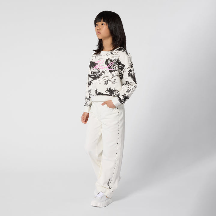 top l/s tropical logo sweatshirt - off white black-n70