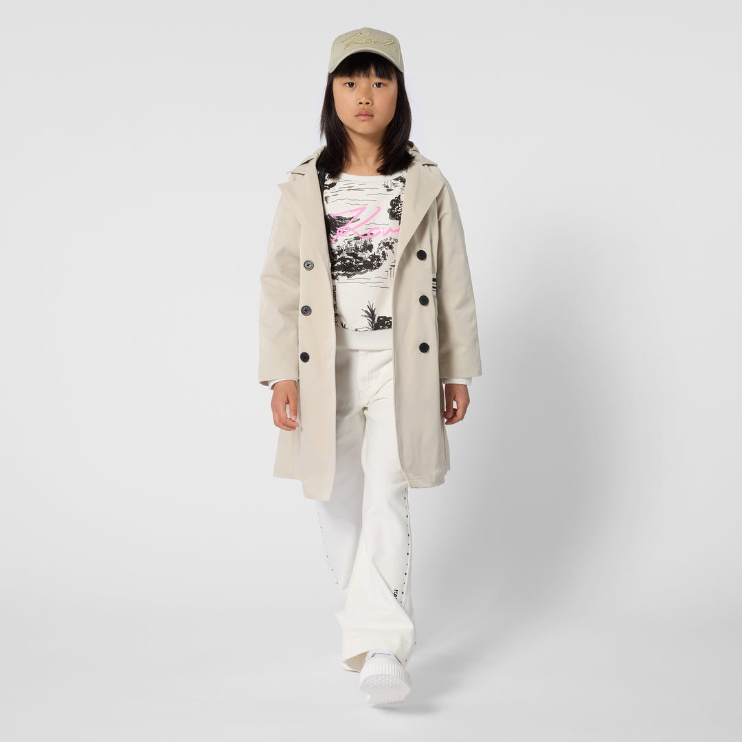 jacket double breasted trench with hood - pale stone-192