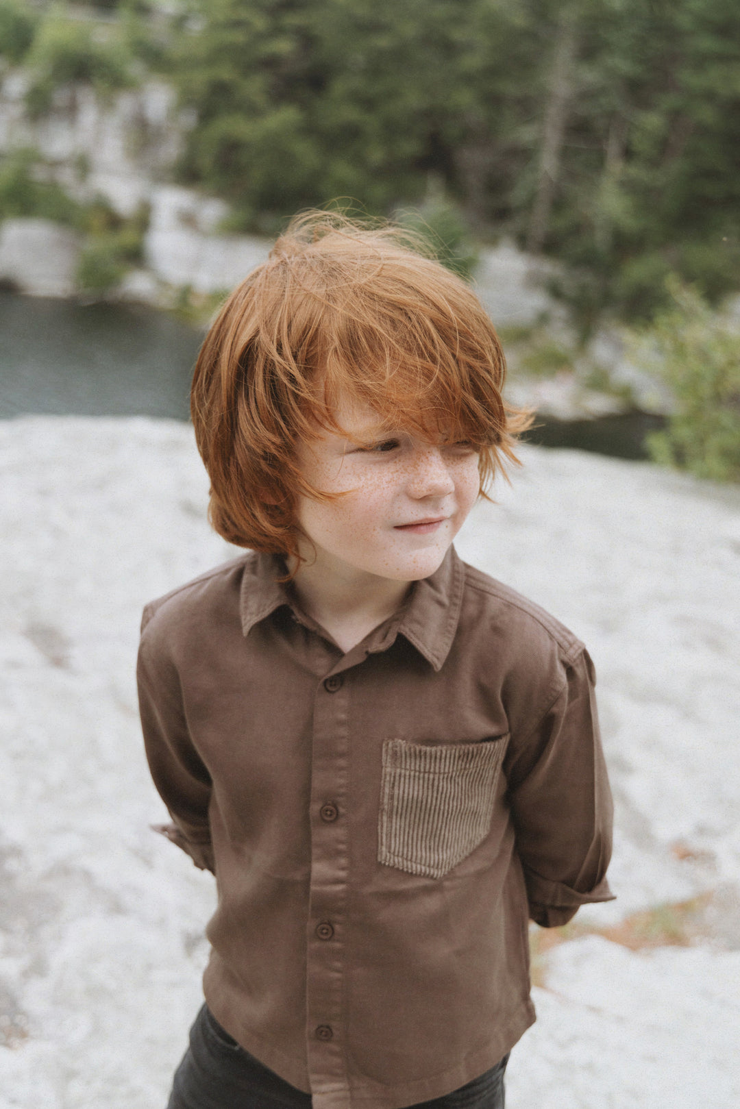 shirt l/s corduroy pocket - umber