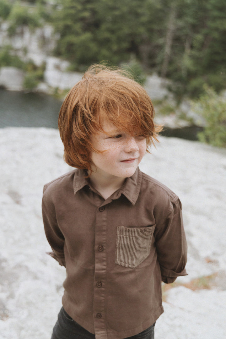 shirt l/s corduroy pocket - umber