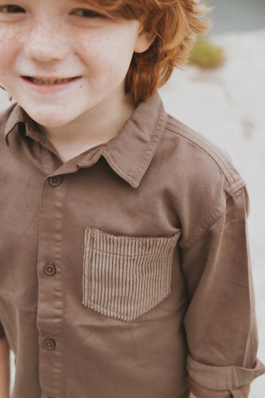 shirt l/s corduroy pocket - umber
