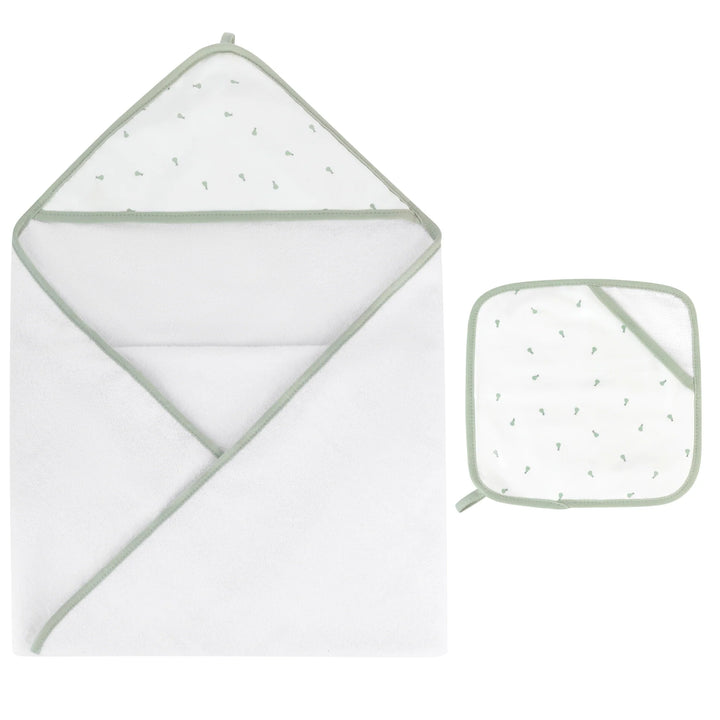 towel hooded+washcloth - pear