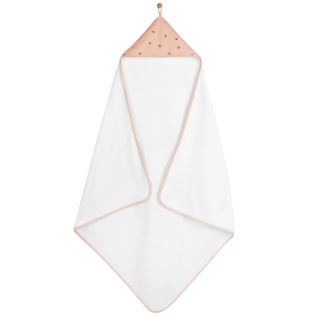 towel hooded+washcloth - pink cherries