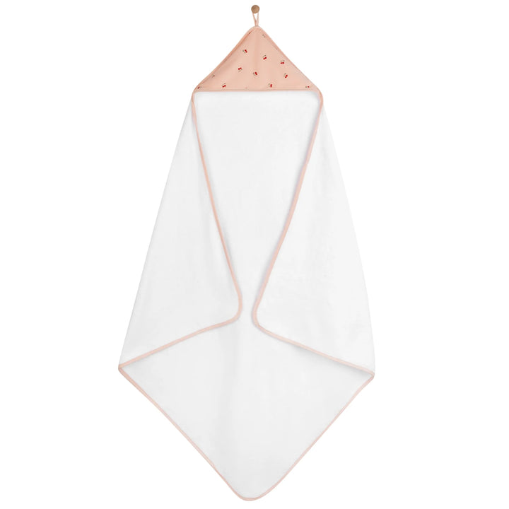 towel hooded+washcloth - pink cherries
