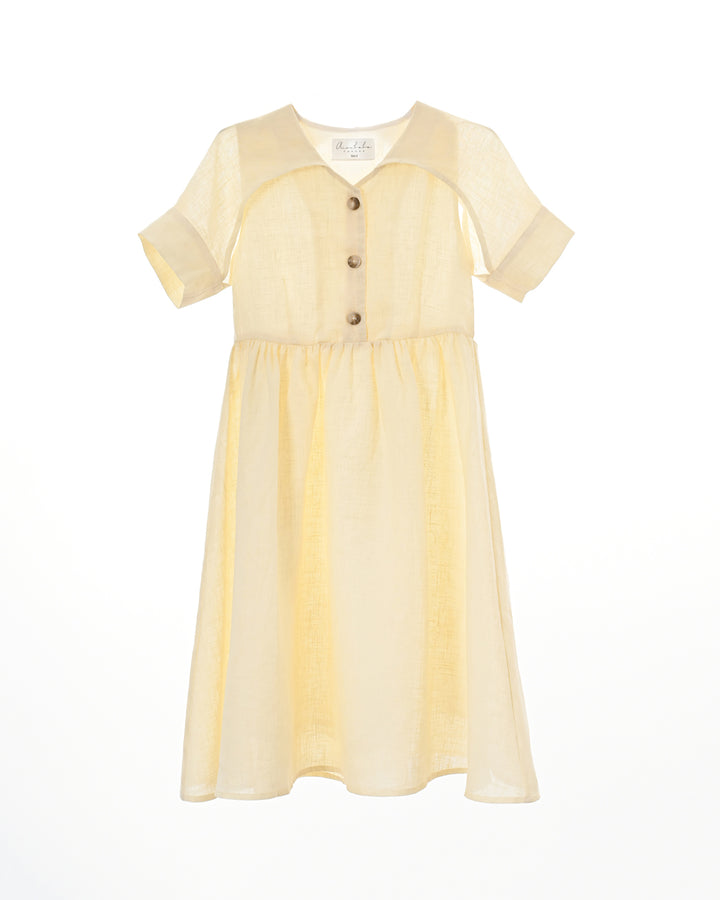 dress s/s linen henley - light yellow