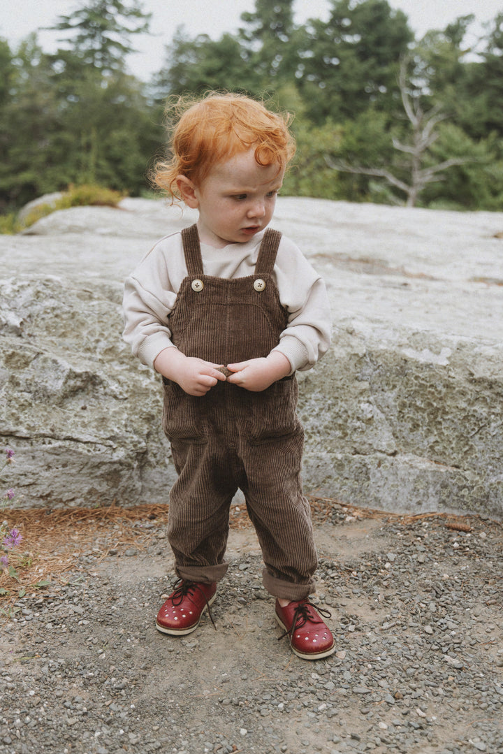 set outfit solid sweatshirt and corduroy overalls - umber