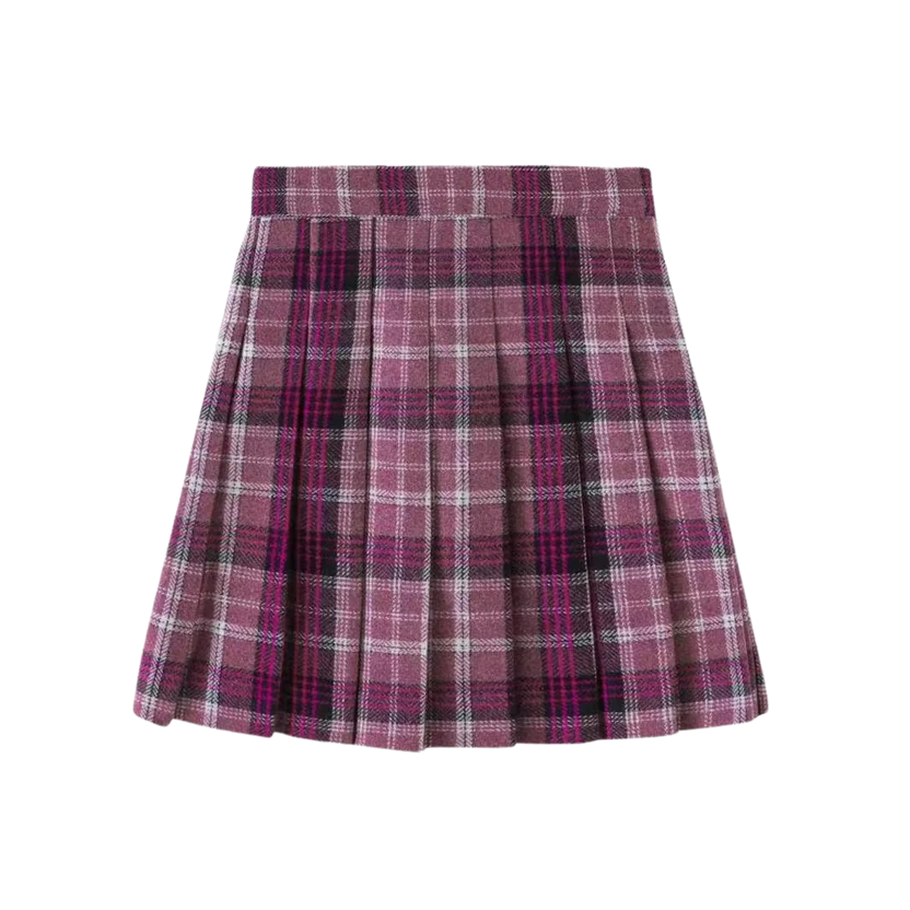 skirt plaid pleated - magenta plaid