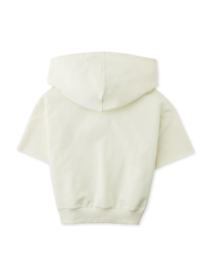 top s/s hooded patch sweatshirt - off white