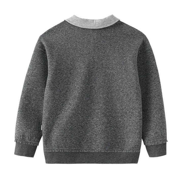 polo l/s contrast collar - grey