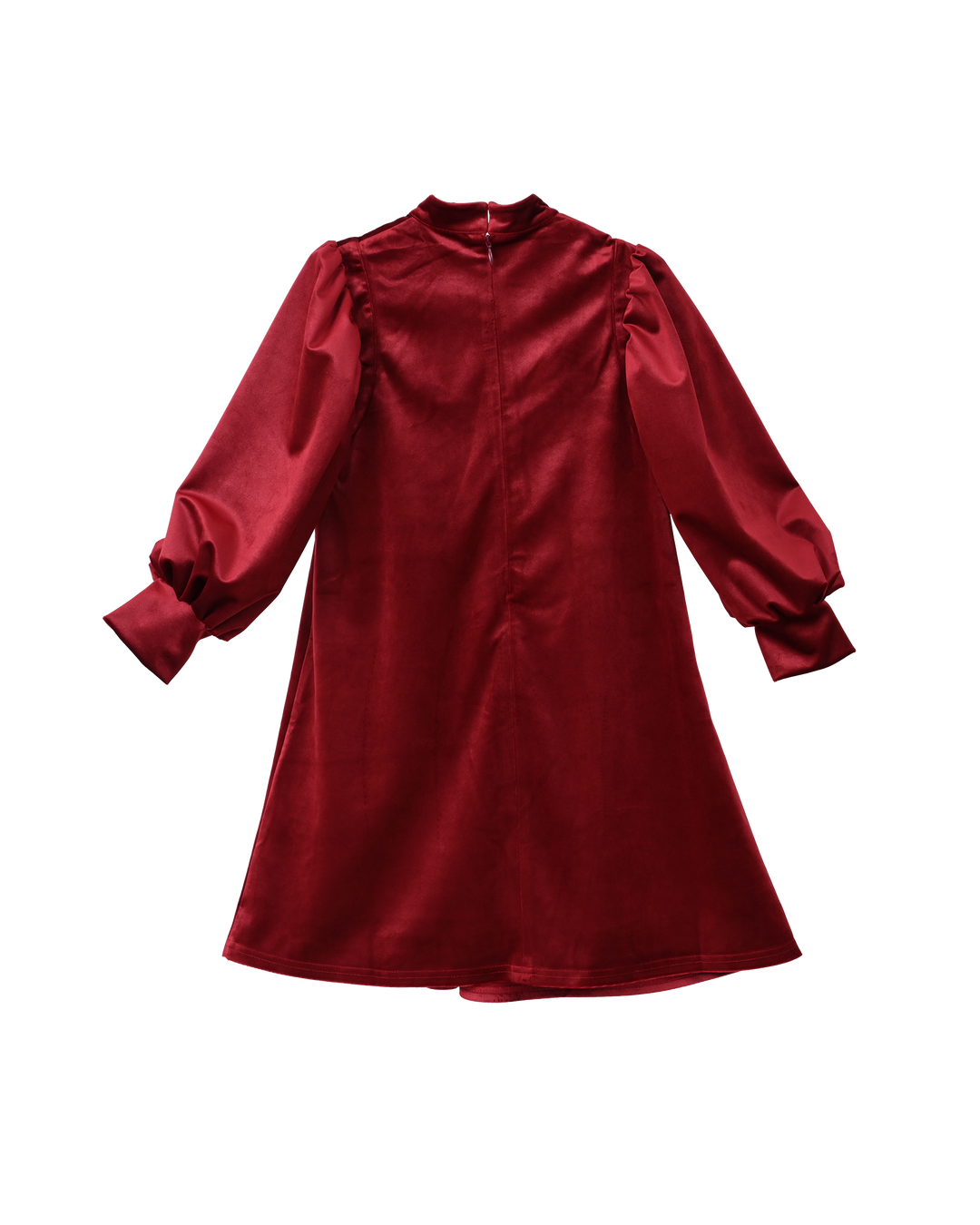 dress velvet v bib puff sleeve - ruby red