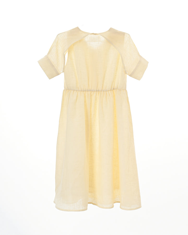 dress s/s linen henley - light yellow