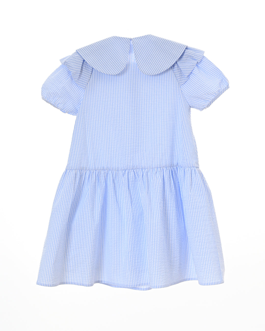 dress s/s seersucker striped with large collar - light blue stripe